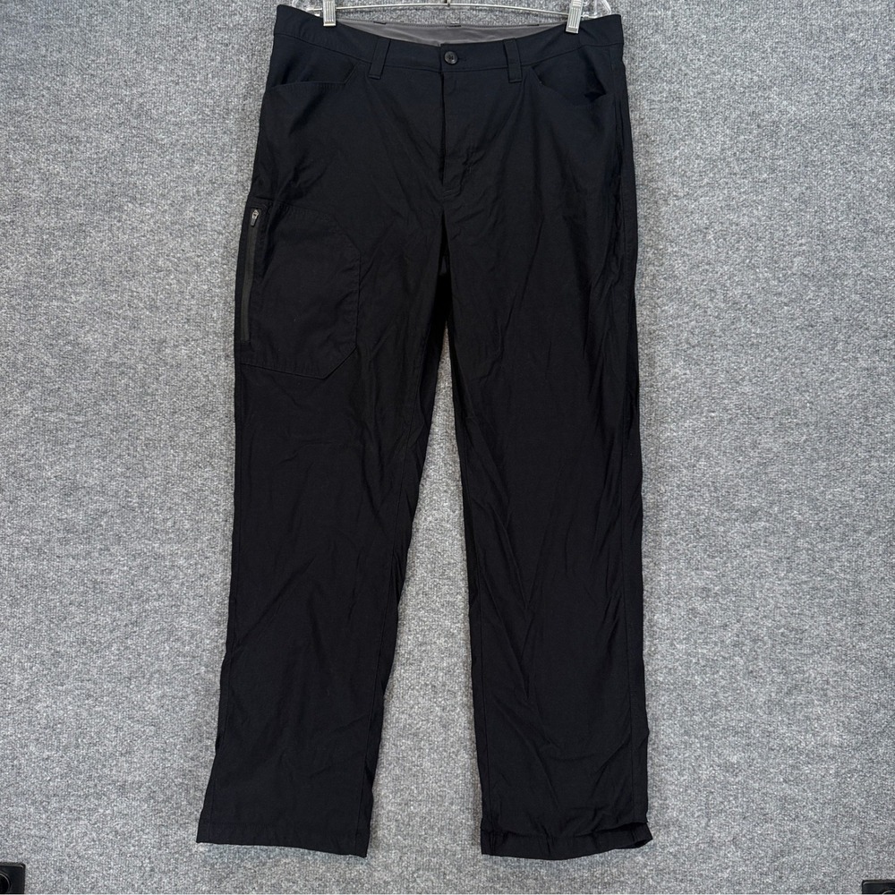 Eddie Bauer Tech Fleece Lined Pants Mens 36x30 Black Hiking Outdoor Trousers